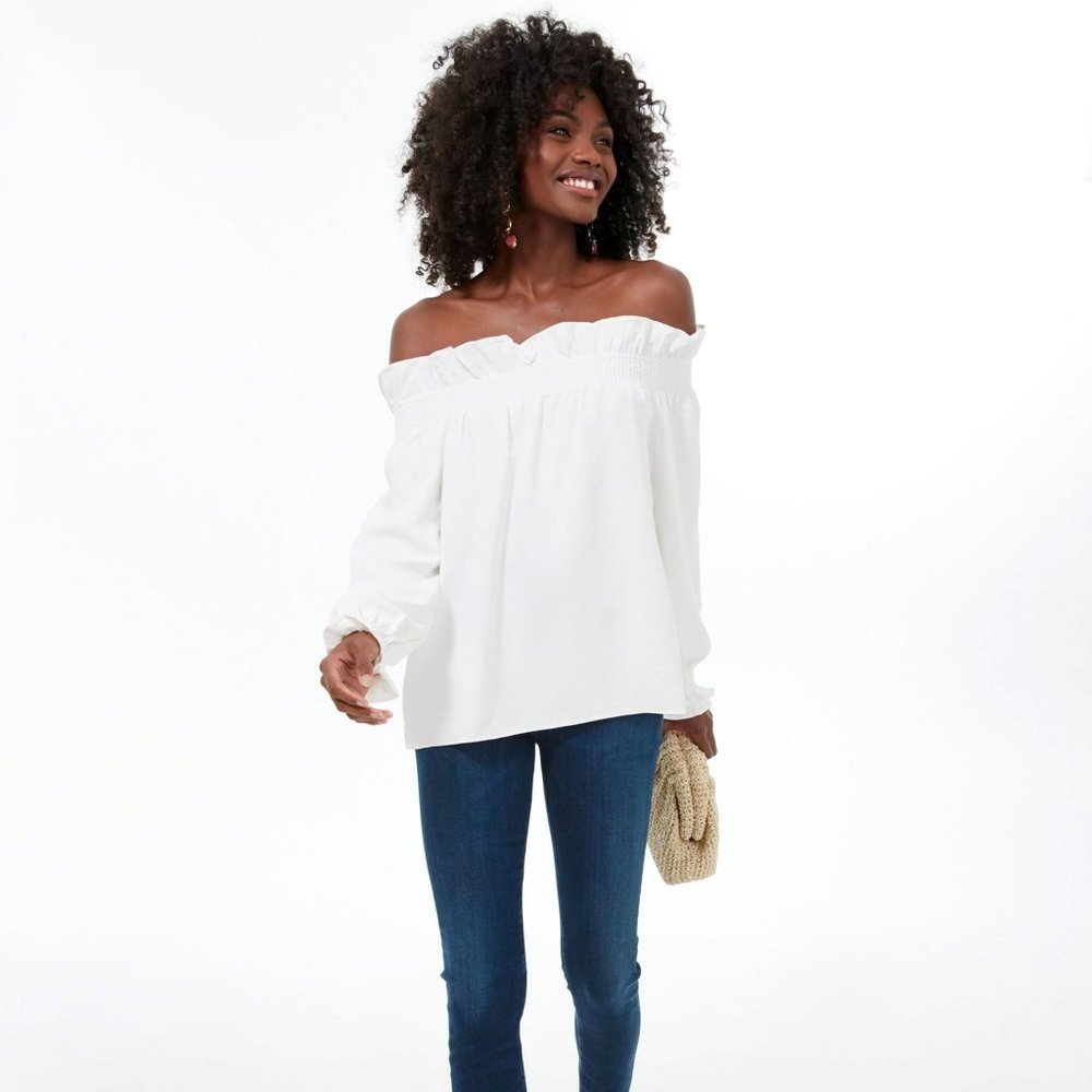 Tuckernuck Off Shoulder Marguerie Blouse White SMALL